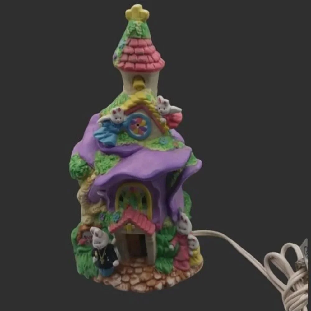 Cottontale cottage lighted porcelain bunny church multicolor